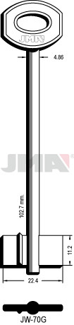 JW-70G   KÉTTOLLAS KULCS    4,9 Á - 102,7 H - 11,2 M x 22,4 SZ mm   JUWEL
