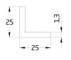ALU PROFIL SAROK 25X25 EZÜST