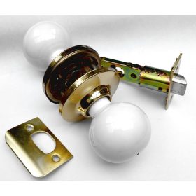   Gomboszár 2903  WC záras fehér gomb pár - réz körcímke